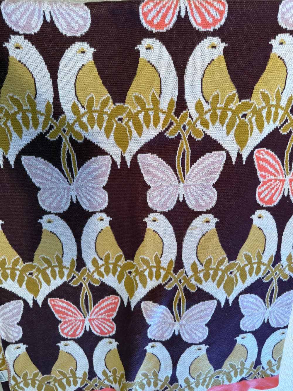 Anthropologie Knit throw Blanket Love Birds Butterfly 50x60